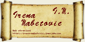 Irena Mabetović vizit kartica